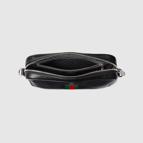 Web Trademark small crossbody bag - black leather