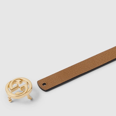 Reversible thin belt - white and beige leather