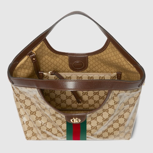 Gucci Giglio small tote bag - sand and brown GG fabric