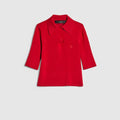 Fine stretch knit silk polo shirt - red