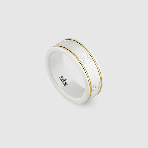 18k Yellow Gold And White Icon Ring - 18k Yellow Gold And White