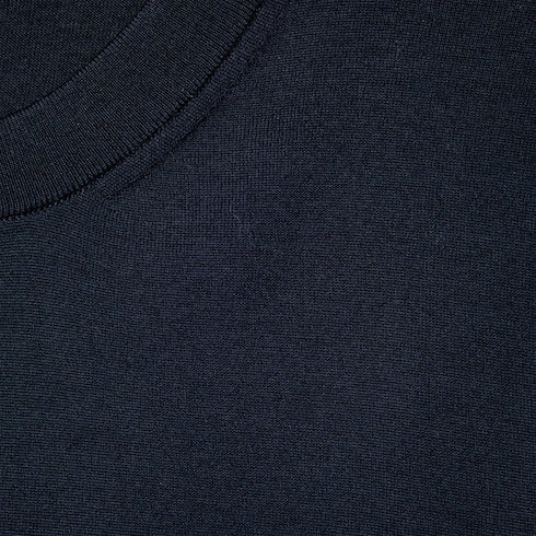 Wool knit sweater with Web - dark blue