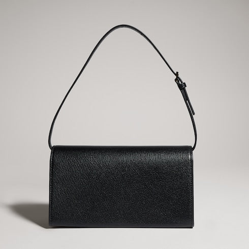 Mini pouch with Gucci lettering - black leather