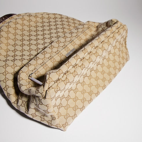 Large Gucci Tag backpack - sand and brown GG canvas