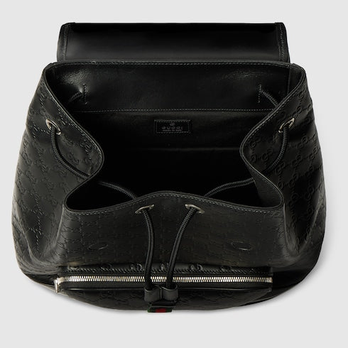 GG Emblem medium backpack - black GG leather
