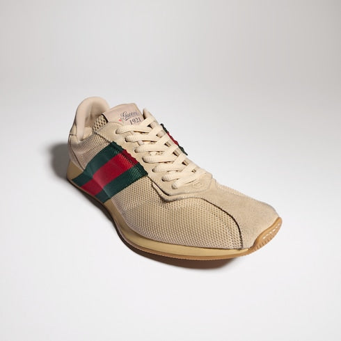 Women's Gucci Tempo sneaker - sand mesh and suede