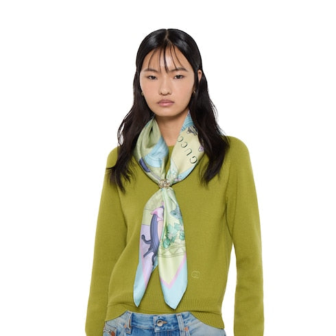 Printed silk twill carré - multicolor