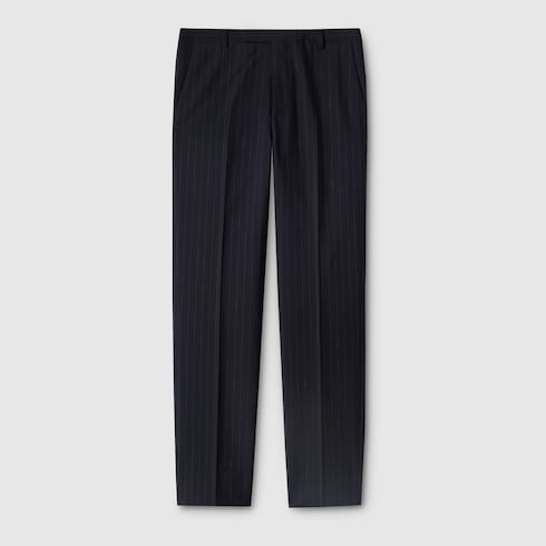 Pinstripe wool pant - dark blue and grey