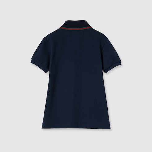 Children's cotton polo top with Web - dark blue