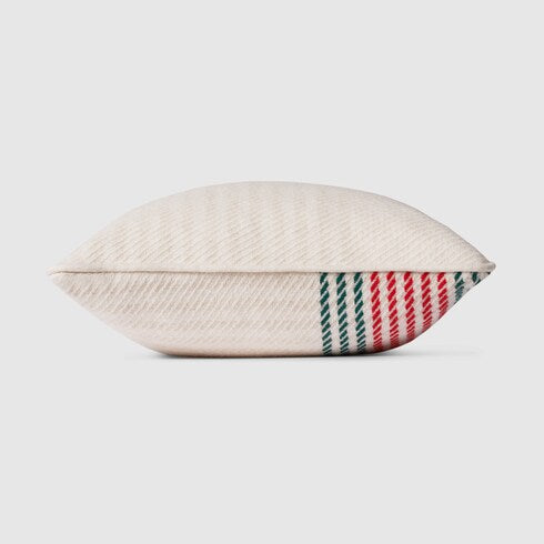 Cashmere jacquard cushion with Web - white
