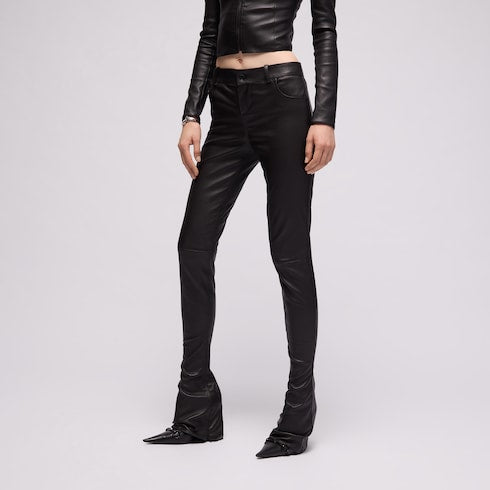 Lightweight stretch leather pants - black