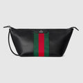 Mega Web Trademark small toiletry case - black leather