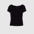 Viscose jersey T-shirt with metal tag - black
