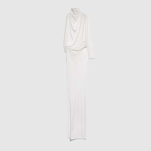 Viscose jersey draped dress - off white