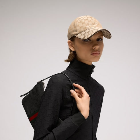 GG cotton canvas baseball hat - beige and dark brown