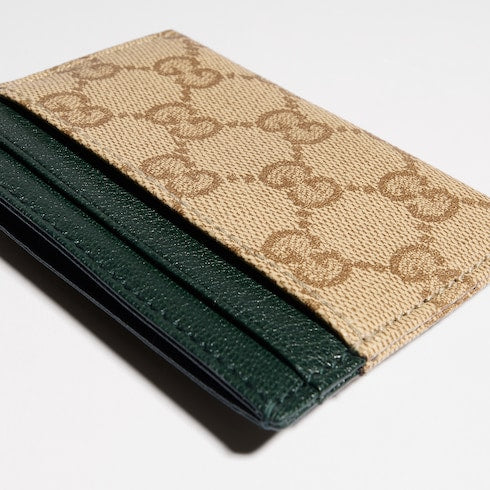 Gucci Essence Classic card case - sand and brown coated GG canvas