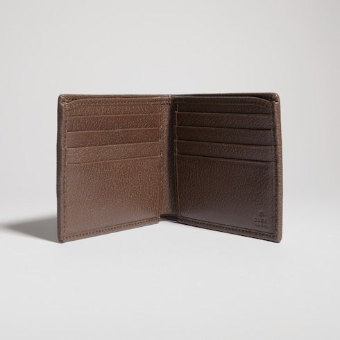 Ophidia bi-fold wallet - beige and dark brown fabric