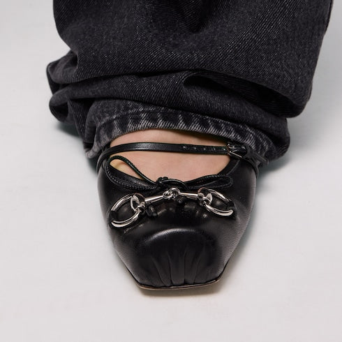 Women's Gucci Horsebit ballet flat - black leather