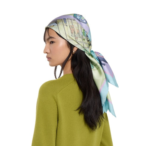 Printed silk twill carré - multicolor