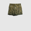 Printed silk twill shorts - dark green and beige