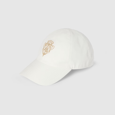 Cotton baseball hat with embroidery - white