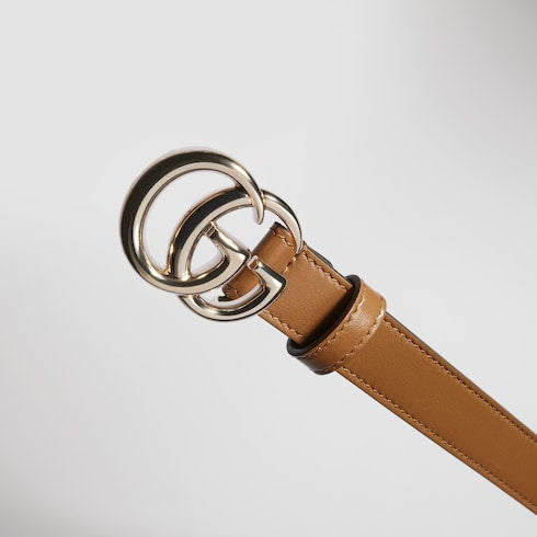 GG Marmont thin belt - brown leather