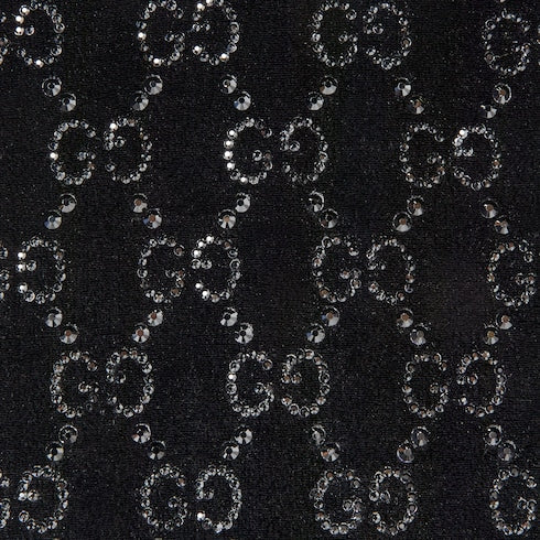 Chenille bodysuit with GG crystals - black