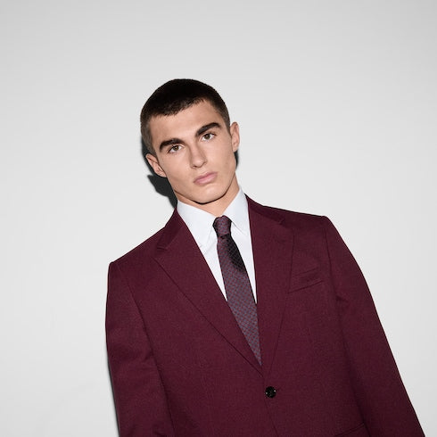 GG silk jacquard tie - blue and red