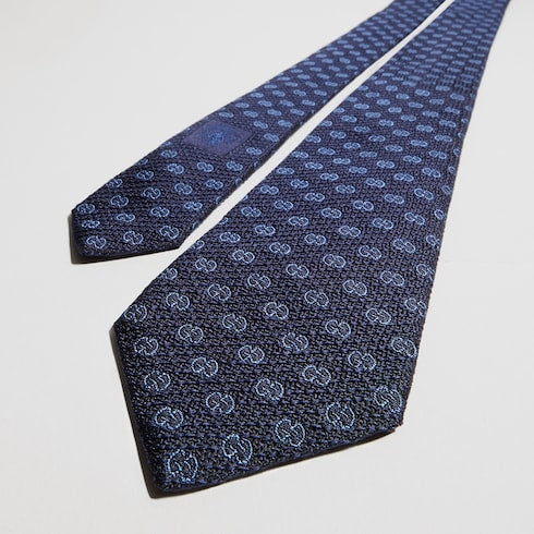 GG silk jacquard tie - blue