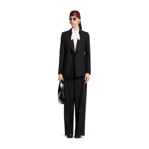 Pinstripe Gucci wool jacquard jacket - black
