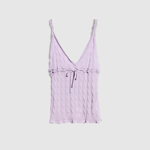 Braided cotton blend top - lilac