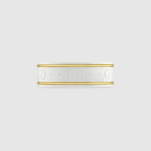 18k Yellow Gold And White Icon Ring - 18k Yellow Gold And White