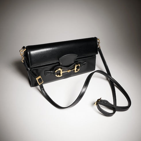 Horsebit Ristretto medium shoulder bag - black leather