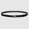 Belt with Interlocking G buckle - black leather