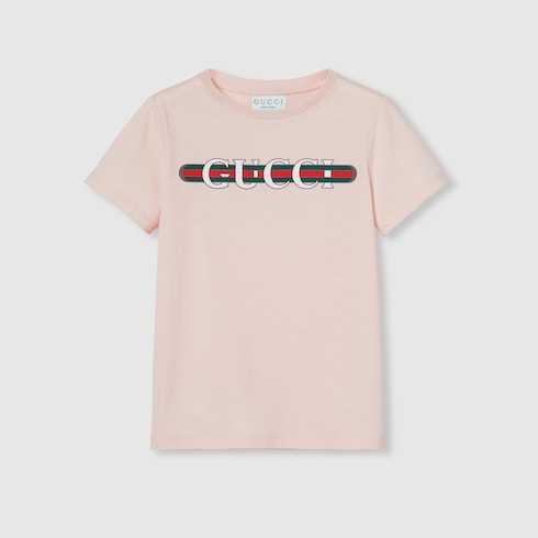 Children's printed cotton T-shirt - light pink