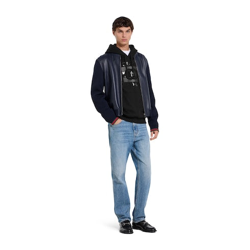 Cotton jersey sweatshirt with print - black