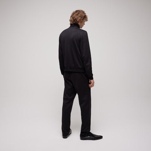 Silk cotton jersey sportswear pants - black