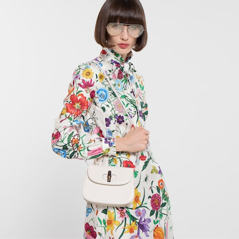 Bamboo mini bag - white leather