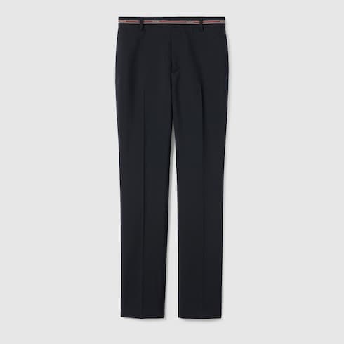Wool pants with Gucci selvedge detail - dark blue