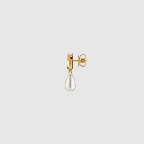 GG Marmont pearl drop earrings - yellow gold-toned metal