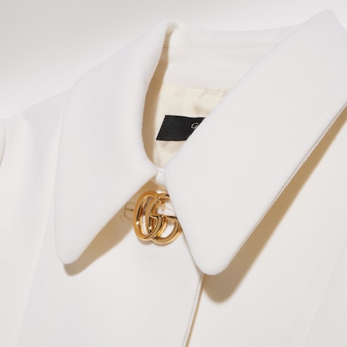 Crêpe wool jacket with Double G button - white