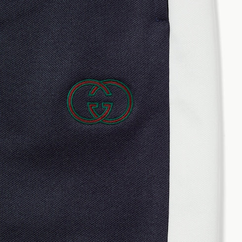 Technical jersey shorts with embroidery - dark blue