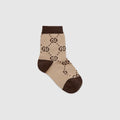Beige / Brown Cotton Baby GG Socks - Beige / Brown Cotton