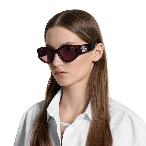Oval frame sunglasses - dark tortoiseshell