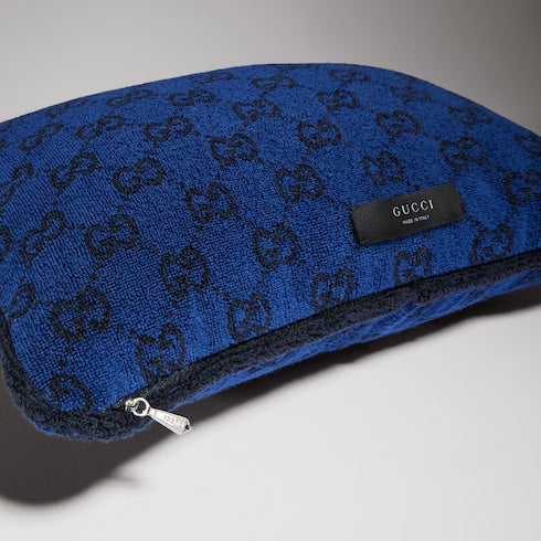 GG cotton rectangular cushion - blue GG cotton