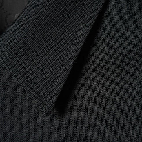 Wool twill zip overshirt - black