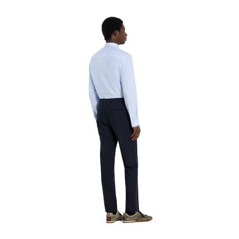 Striped cotton shirt with Web - light blue and white