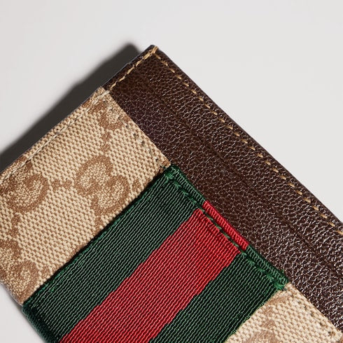 Card case with Web - sand and brown GG canvas