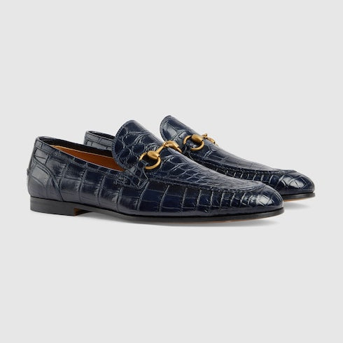 Men's Gucci Jordaan crocodile loafer - blue