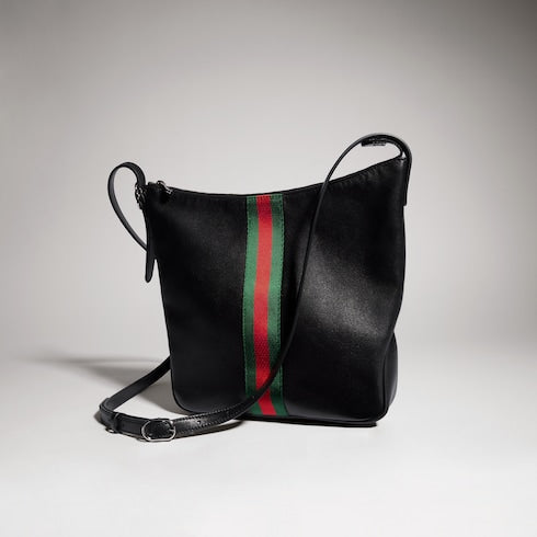 Lunetta medium crossbody bag - black soft leather